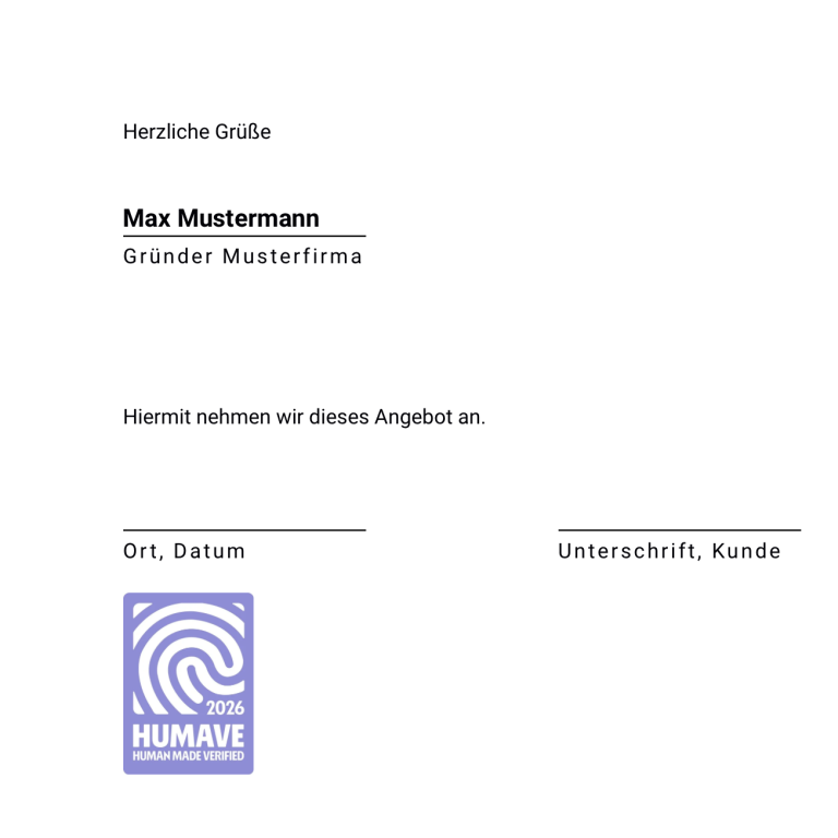 Wie das HUMAVE Siegel auf ihrer Rechnung genutzt werden kann