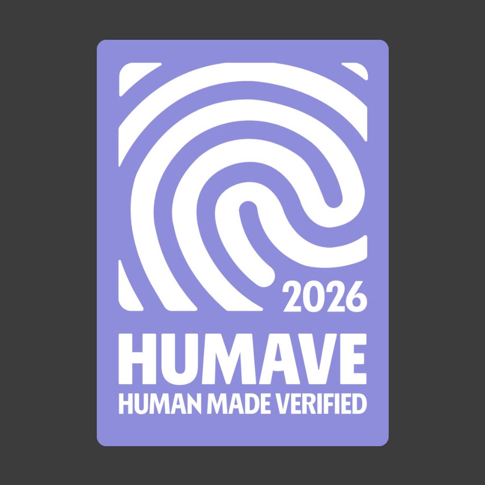 HUMAVE Siegel für menschliche Arbeit – Offizielle Zertifizierung gegen reine KI-Generierung.