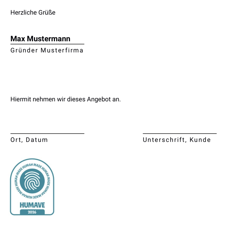 Wie das HUMAVE Siegel auf ihrer Rechnung genutzt werden kann