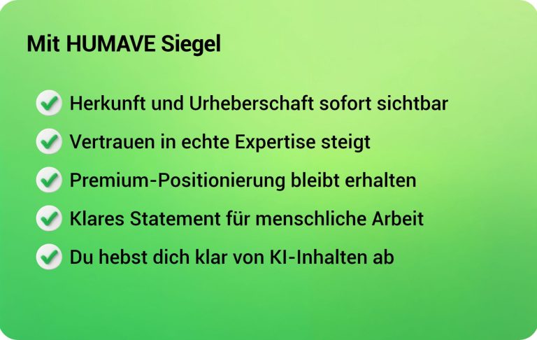 Mit und ohne HUMAVE Kennzeichnung im Vergleich: Unterschiede zwischen KI-generierten und menschlich erstellten Inhalten hinsichtlich Vertrau